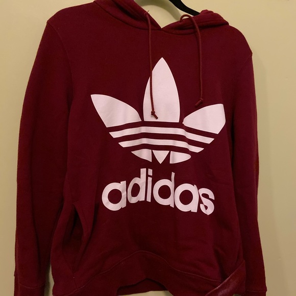 Burgundy Adidas Hoodie Size:M - Picture 2 of 4
